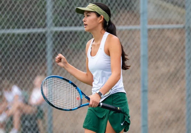 Buist mid match against San Marcos. Image Courtesy of Lily Cbubb; Noozhawk