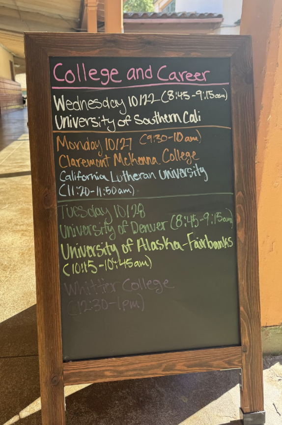 The College and Career board keeps Dons in the know about visiting schools.
Image credit: Fianna Peterson
