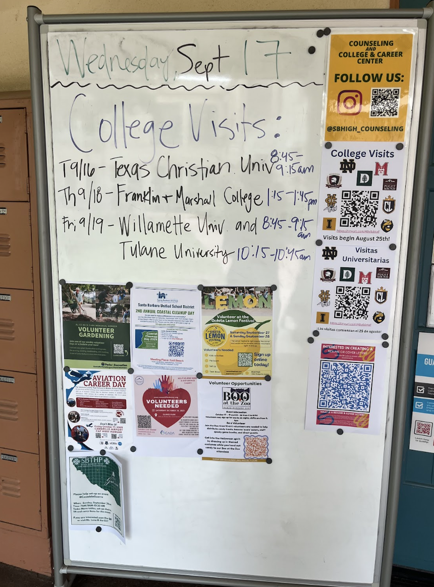 Need hours? Here is the event board outside the College and Career Center, updated weekly with volunteer opportunities. 
Image credit: Eli Prunckle

