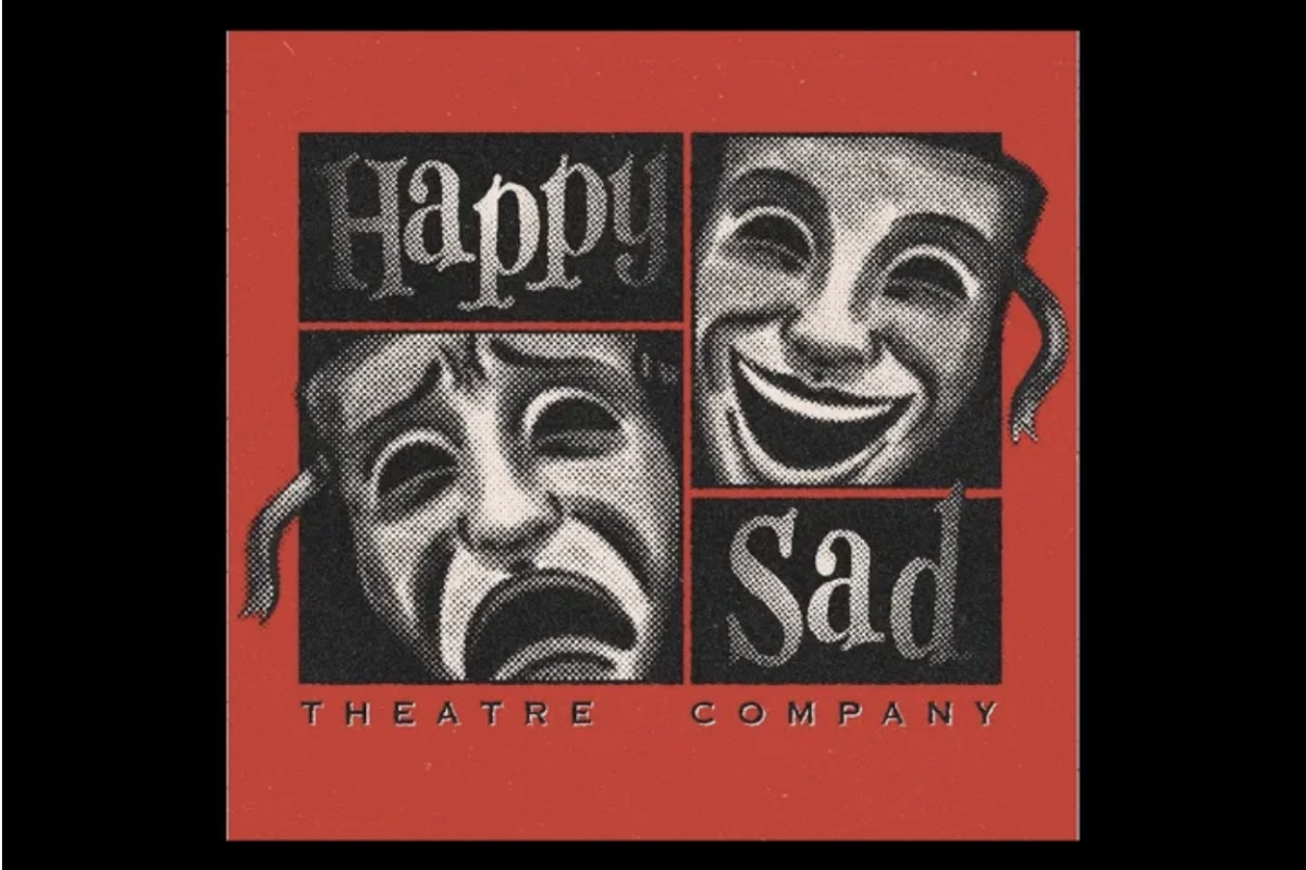 The theater company's logo with the comedy and tragedy masks 
Image credit: HappySad theater company 
