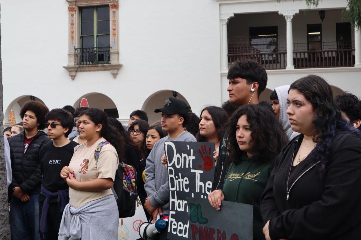 SBHS students gather at Santa Barbara's City Hall.