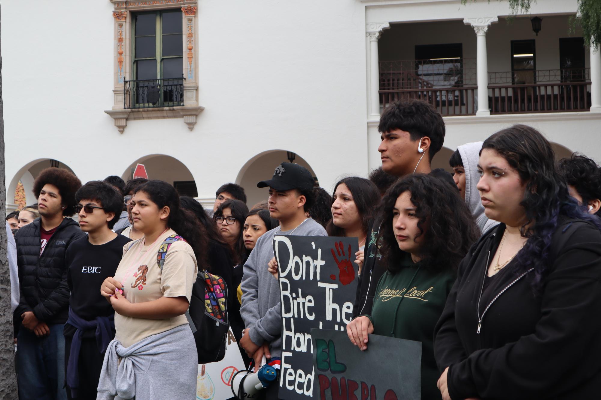 SBHS students gather at Santa Barbara's City Hall. 