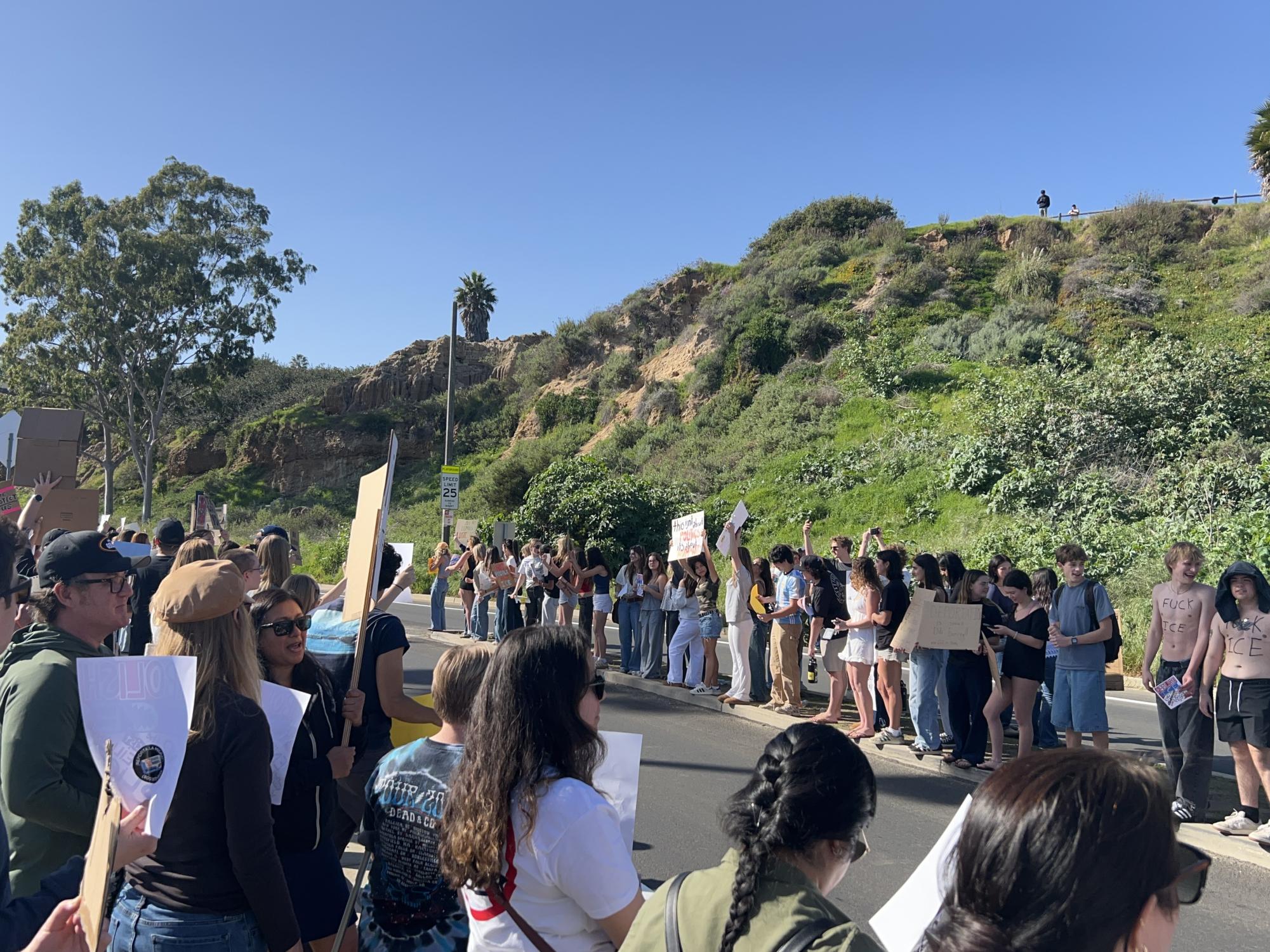 The Santa Barbara community protests Immigration and Customs Enforcement. Image credit: Natalie MacFarlane 