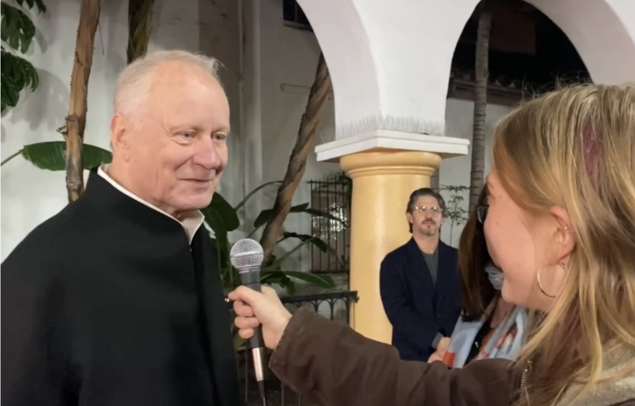 The Forge interviewing Stellan Skarsgård at SBIFF 2026. Image Credit: Ember Reiter
